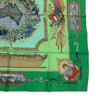 Hermes Carre 90 Scarf le Geographe Geographer Silk Green — view 5