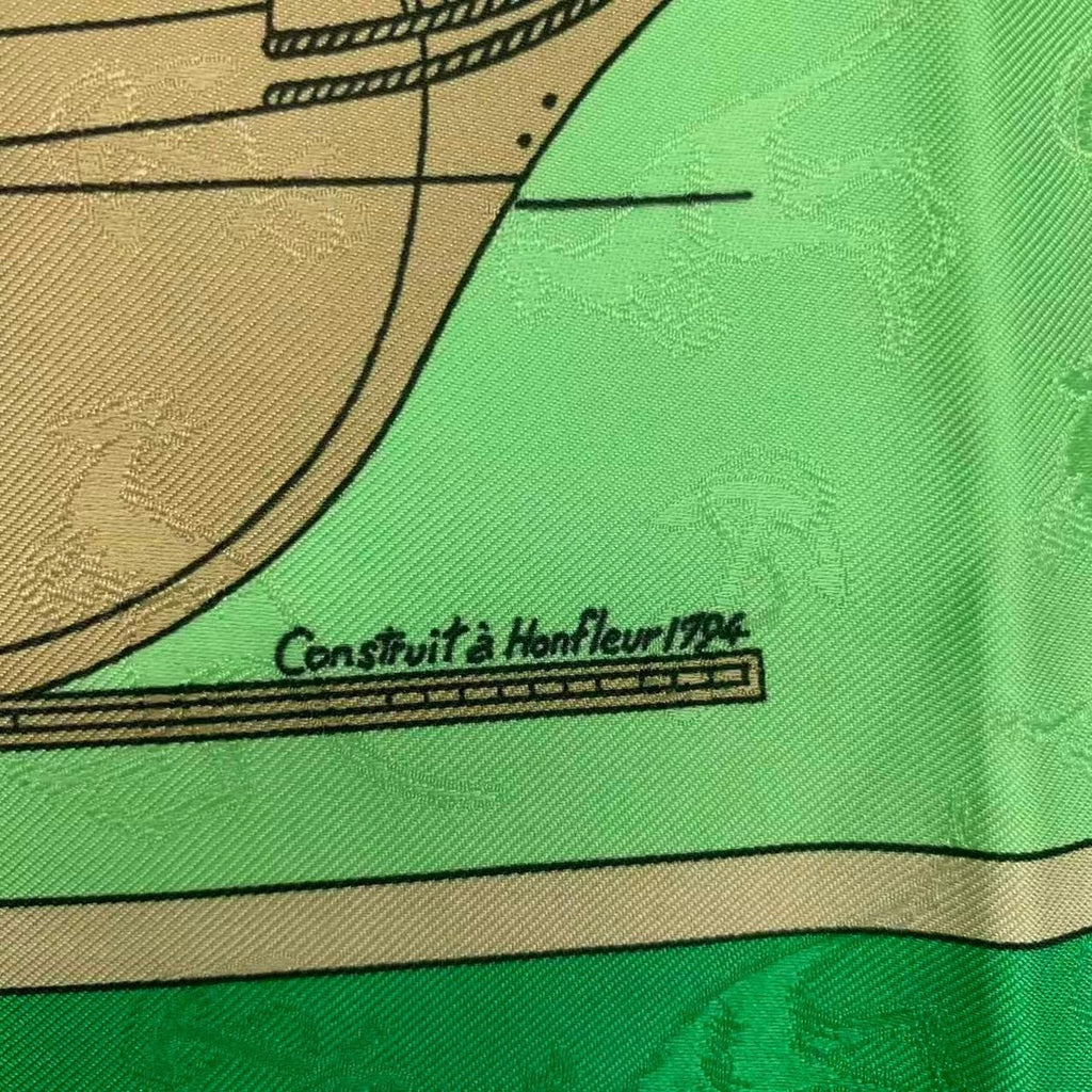 Hermes Carre 90 Scarf le Geographe Geographer Silk Green — view 6