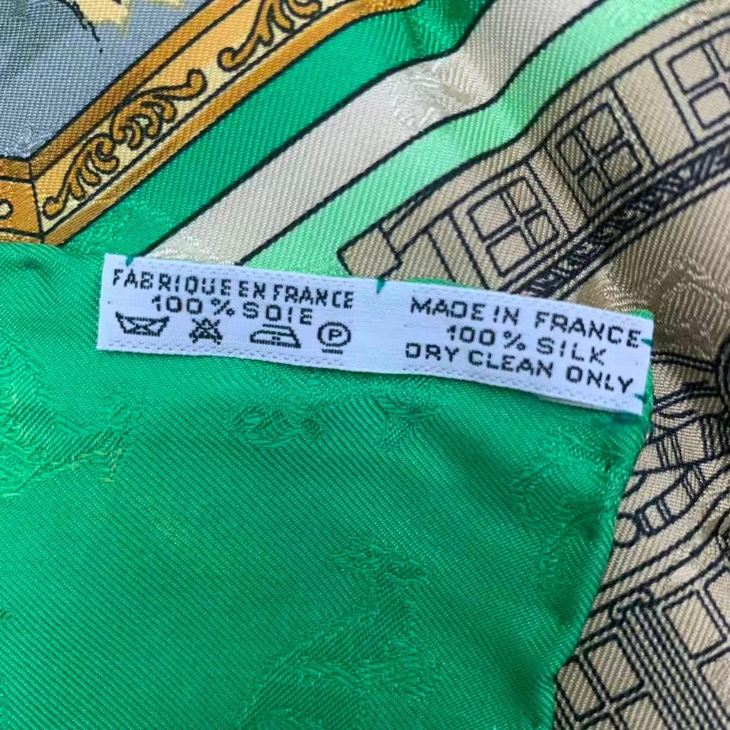 Hermes Carre 90 Scarf le Geographe Geographer Silk Green — view 7