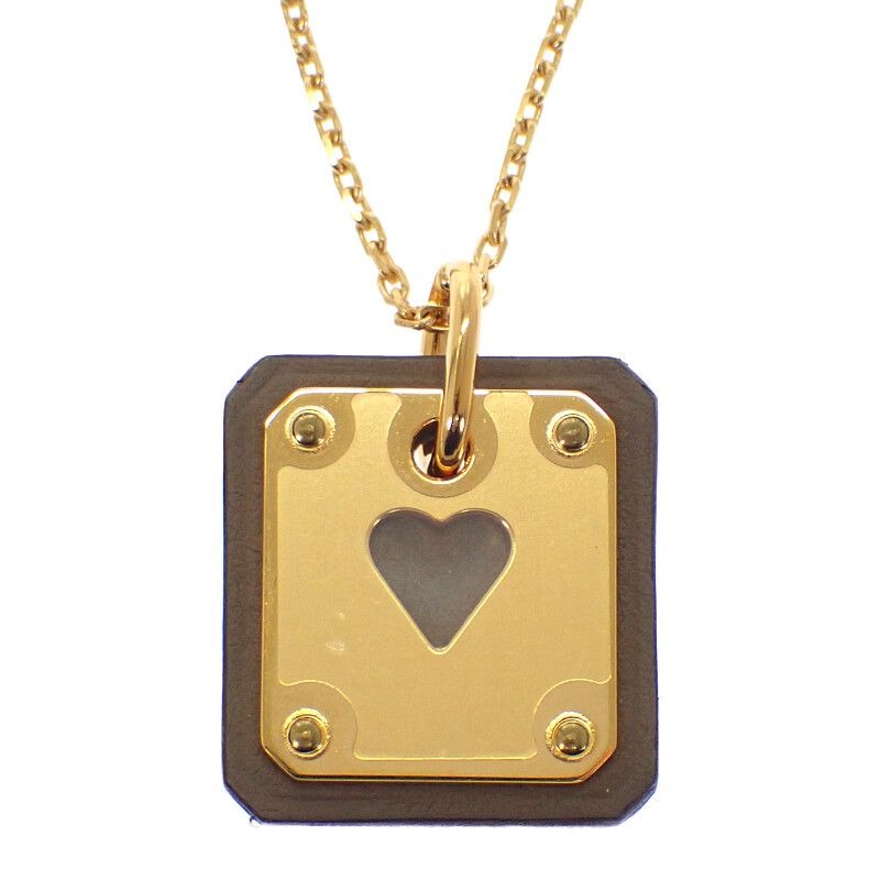 Hermes As de Coeur PM Necklace Pendant Beige Etoupe