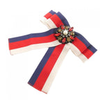 Gucci Striped Patriotic Crystal-Embellished Brooch