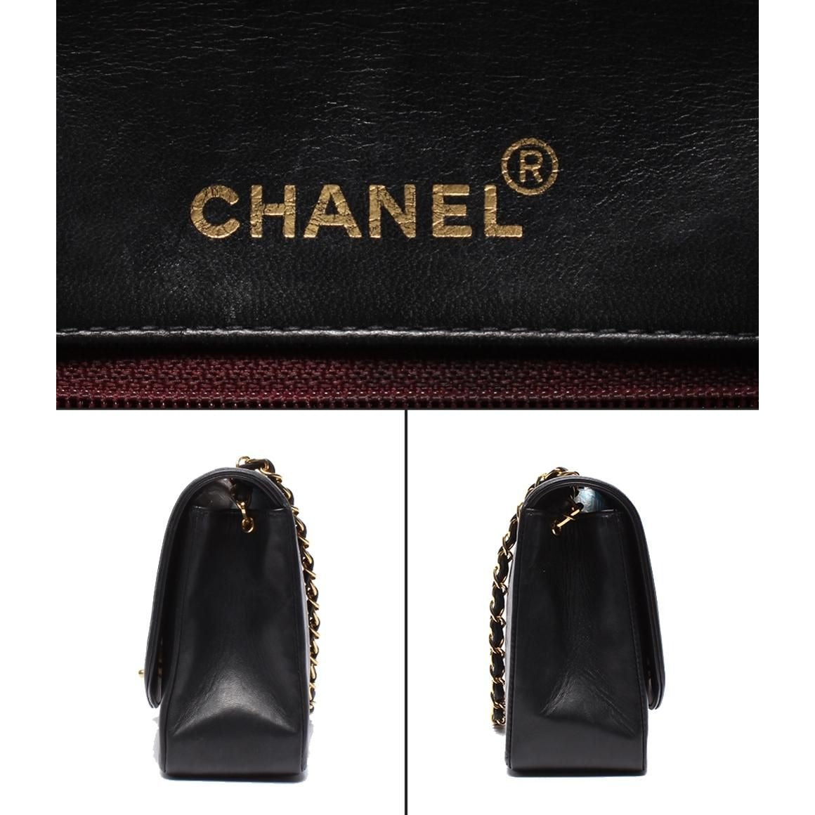 Chanel Chain Shoulder Bag Gold Quilted Lambskin Diana Flap 25 — view 4