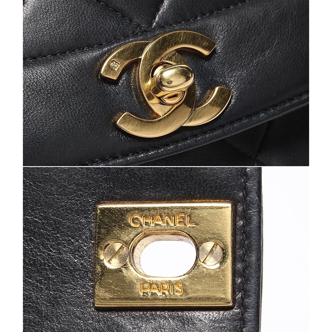 Chanel Chain Shoulder Bag Gold Quilted Lambskin Diana Flap 25 — view 6