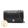 Chanel Chain Shoulder Bag Gold Quilted Lambskin Diana Flap 25