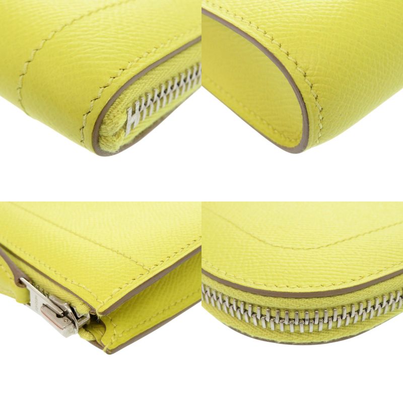 Hermes Zip Tablet Vaux Epson Lime Engraved A Yellow Clutch Bag 0062 — view 3