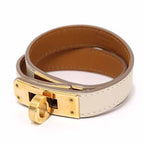 Hermes Leather Bracelet <kelly> Double Tour Vaux Swift T Stamp
