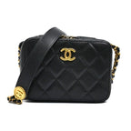 Chanel Mini Camera Bag Chain Black Caviar Leather