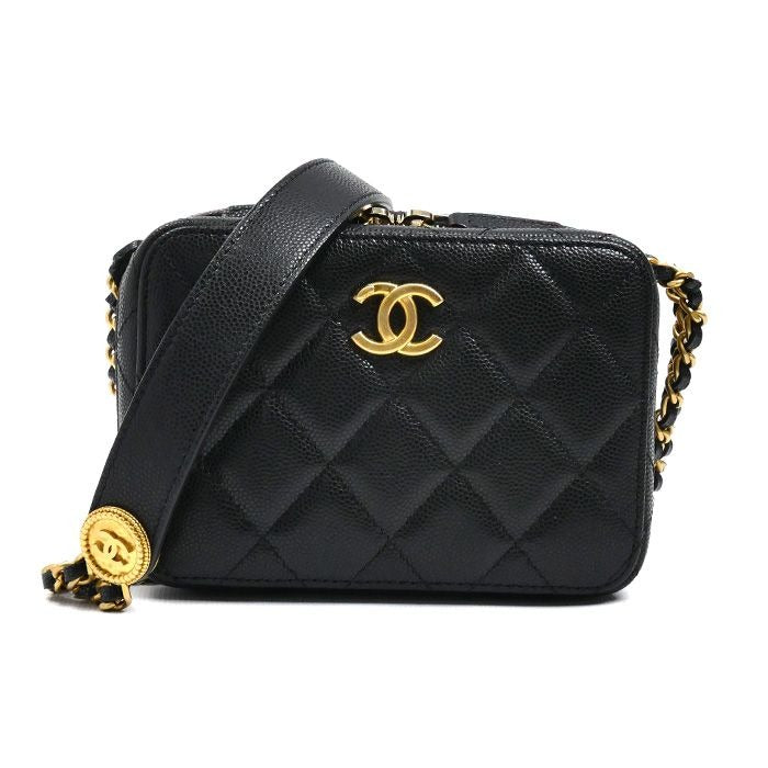 Chanel Mini Camera Bag Chain Black Caviar Leather