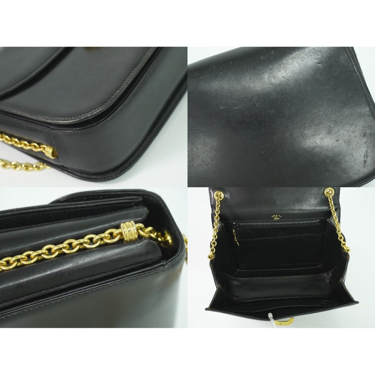 Gucci Vintage Chain Shoulder Bag Leather Black — view 8