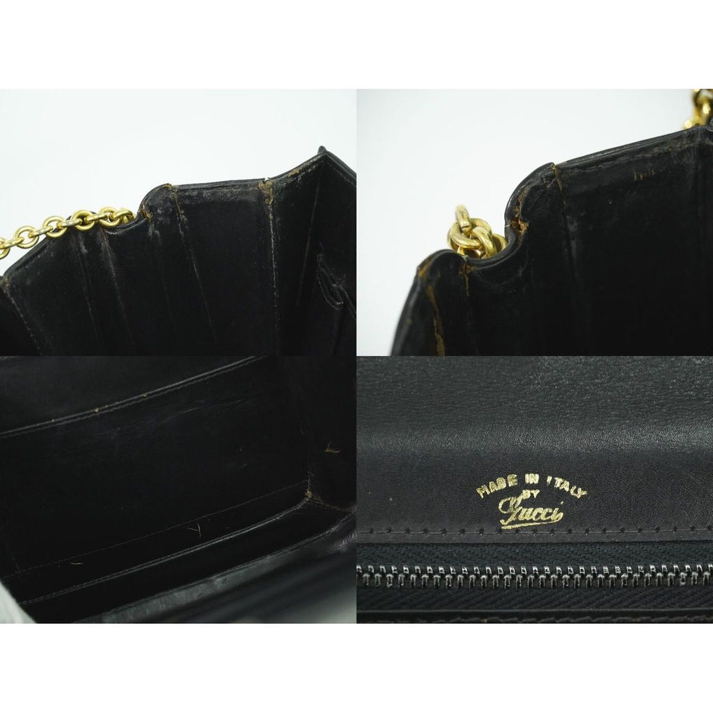 Gucci Vintage Chain Shoulder Bag Leather Black — view 9