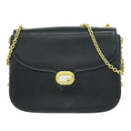 Gucci Vintage Chain Shoulder Bag Leather Black