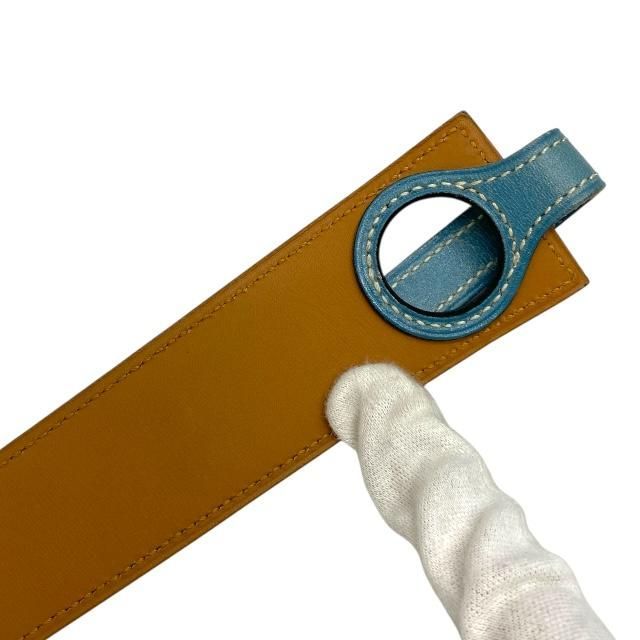 Hermes Serie Belt Leather Blue Jean Brown Silver Hardware — view 8