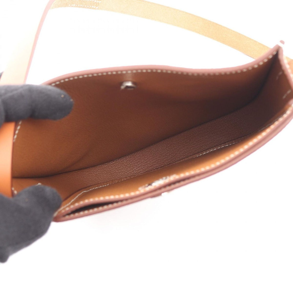 Hermes Shoulder Bag Perspective Cavalier 21 Gold Leather Brown — view 3