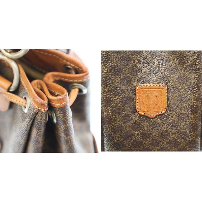 Celine Vintage Macadam Shoulder Bag Brown — view 8