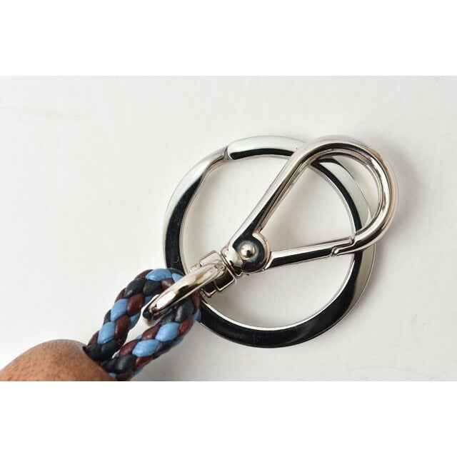 Prada Key Ring Holder Wood Intrecciato Blue Light — view 5