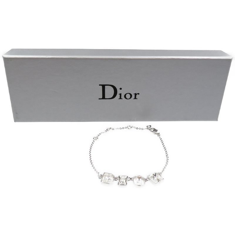 Christian Dior Logo Metal Rhinestone Silver Bracelet 0087 — view 3