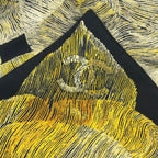 Chanel Scarf Camellia CC Logo Silk Black Yellow — view 8