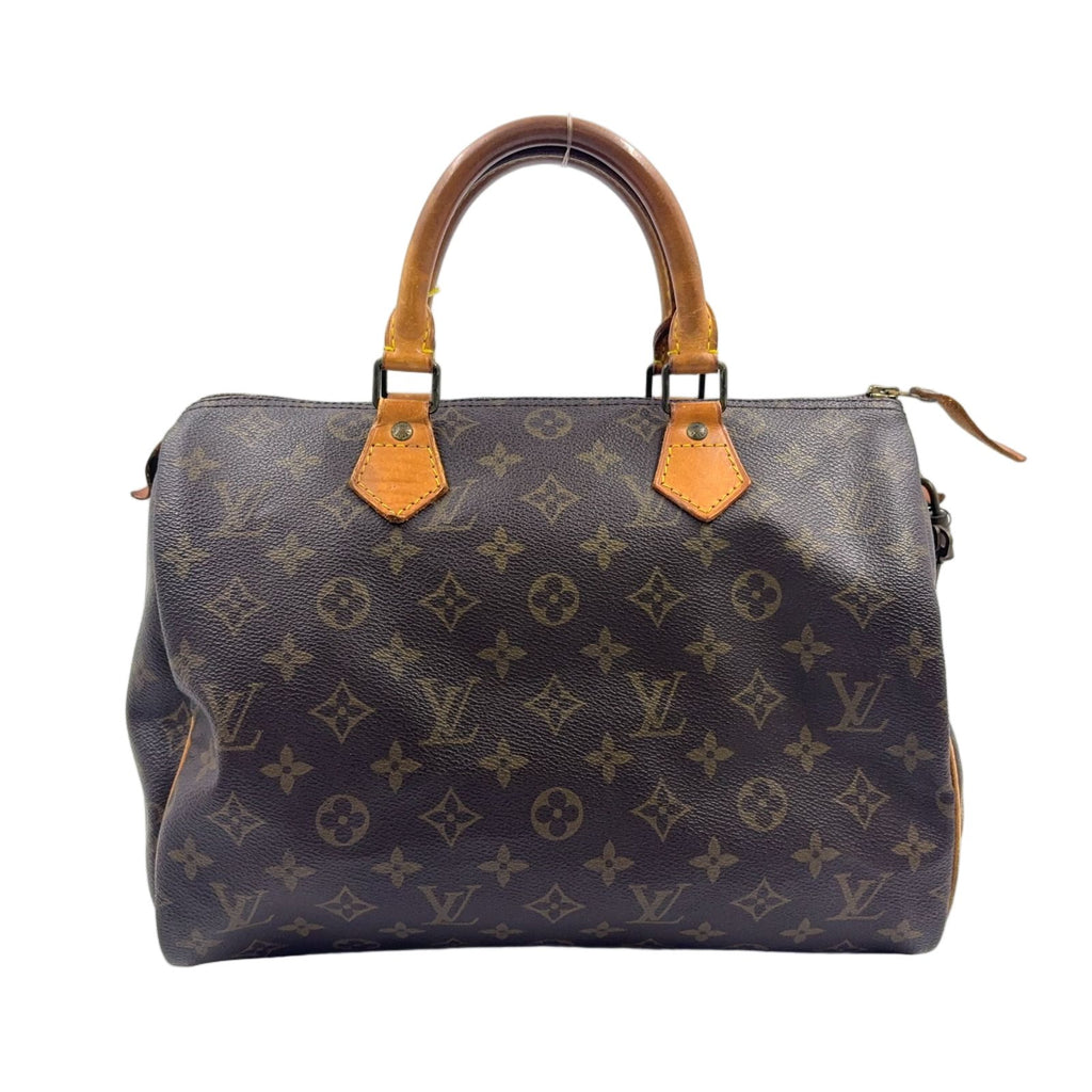 Louis Vuitton Speedy 30 Monogram Leather Brown Handbag Gold