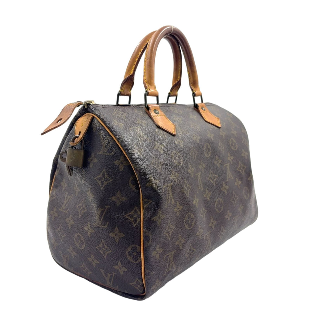 Louis Vuitton Speedy 30 Monogram Leather Brown Handbag Gold — view 2
