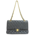 Chanel Quilted Double Flap Gold Shoulder Bag Grained Calfskin