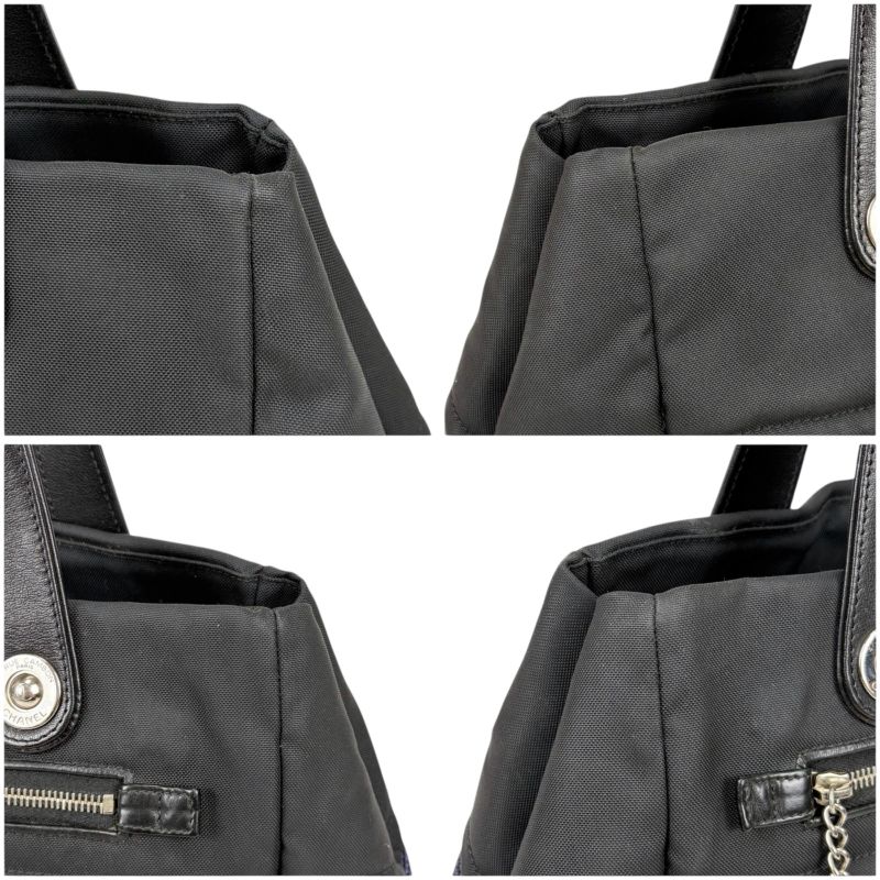 Chanel Paris Biarritz Mini Tote Shoulder Bag Navy Blue Black Bicolor — view 5