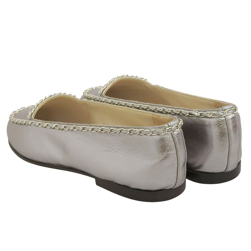 Chanel Current Logo Chain-trimmed Flat Shoes Loafers 36 — view 4
