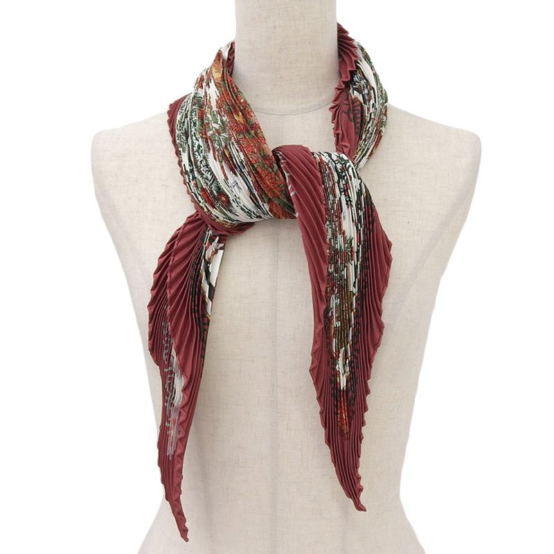 Hermes 90's Vintage Decoupages 100% Silk Pleated Scarf Shawl — view 2