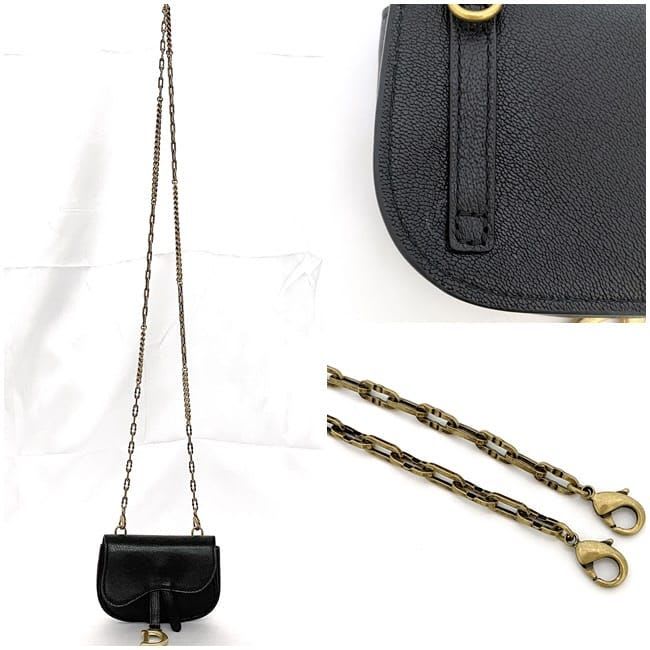 Christian Dior Chain Mini Pouch Black Saddle — view 9
