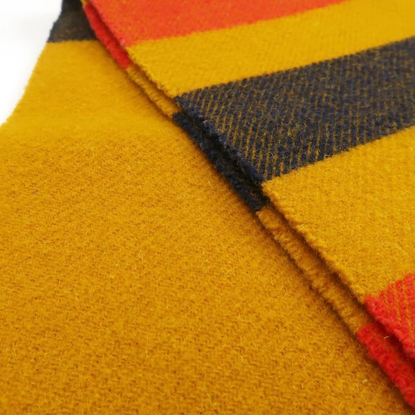 Hermes Cabas Wool Muffler Striped Mustard Yellow Scarf — view 6