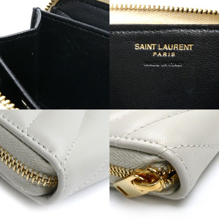 Saint Laurent Paris Cassandra Matelasse Coin Case Ivory — view 5