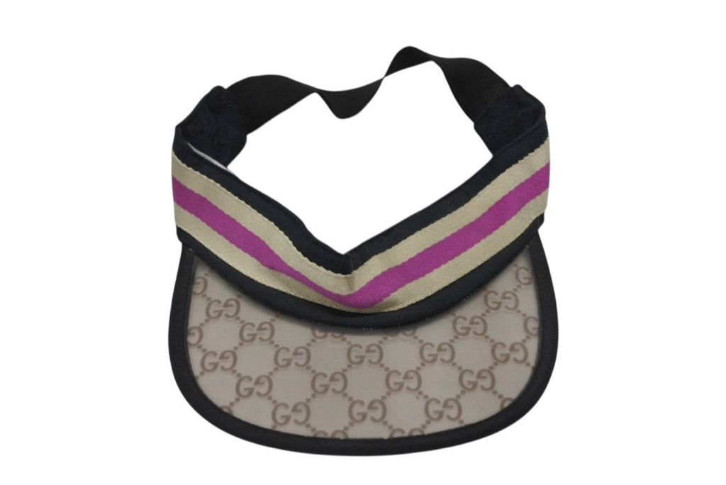 Gucci Sun Visor Cap GG Mark Polyester Cotton Brown Hat