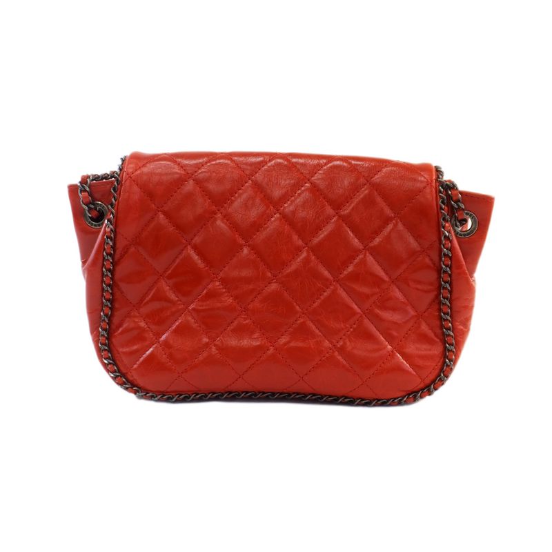 Chanel Quilted Chain Shoulder Red Bag Vintage Silver — view 3