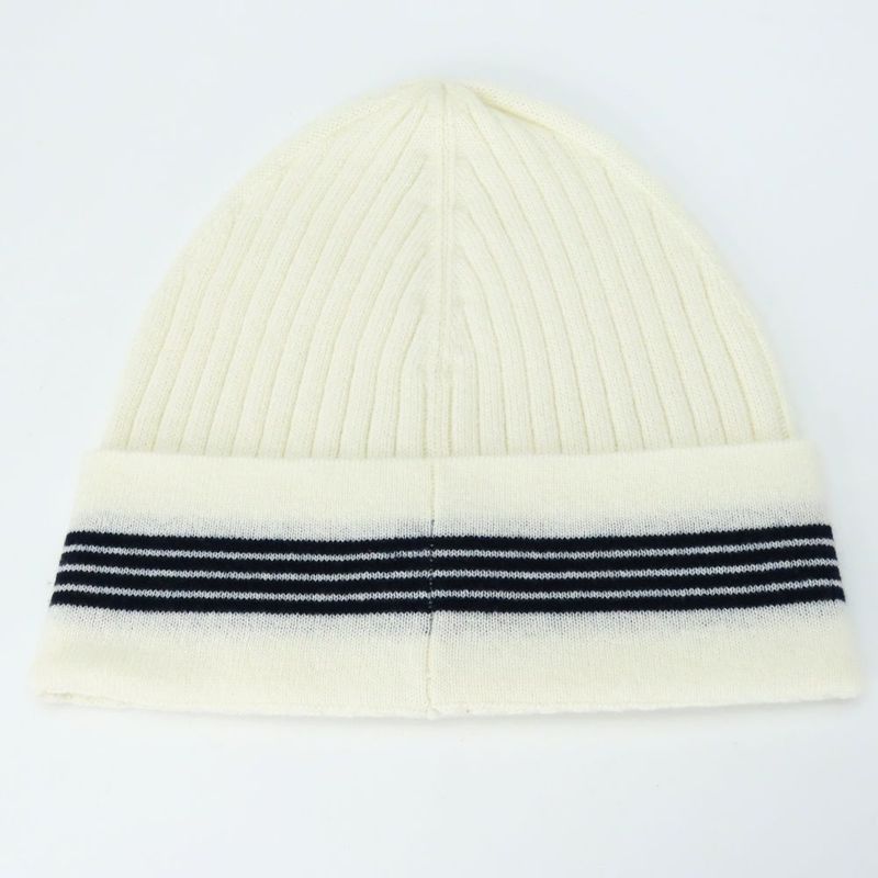 Chanel Knit Cap Cashmere Cotton White Black Hat Coco Mark Apparel — view 2
