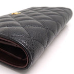 Chanel Bifold Long Wallet Caviar Leather Black Gold Hardware — view 5