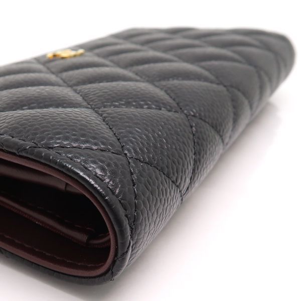 Chanel Bifold Long Wallet Caviar Leather Black Gold Hardware — view 5