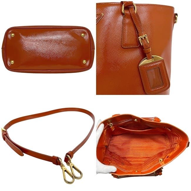 Prada 2 way Bag Orange Patent Leather 103 — view 3