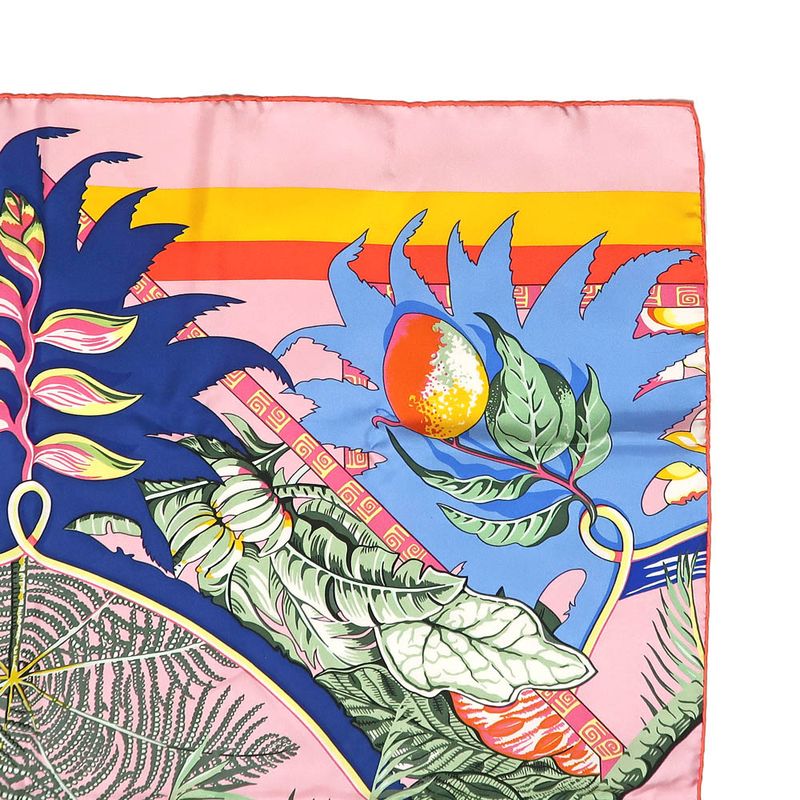 Hermes Rectangle Aloha Pink 100% Silk Scarf Large Accessory — view 5