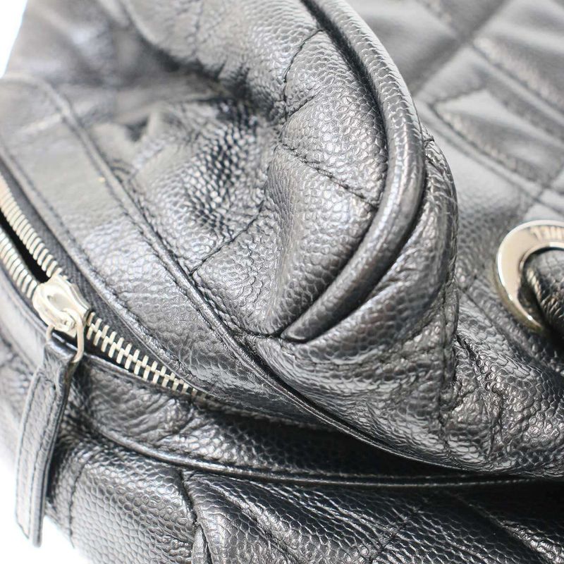 Chanel Quilted Caviar Leather Mini Boston Bag Black — view 7