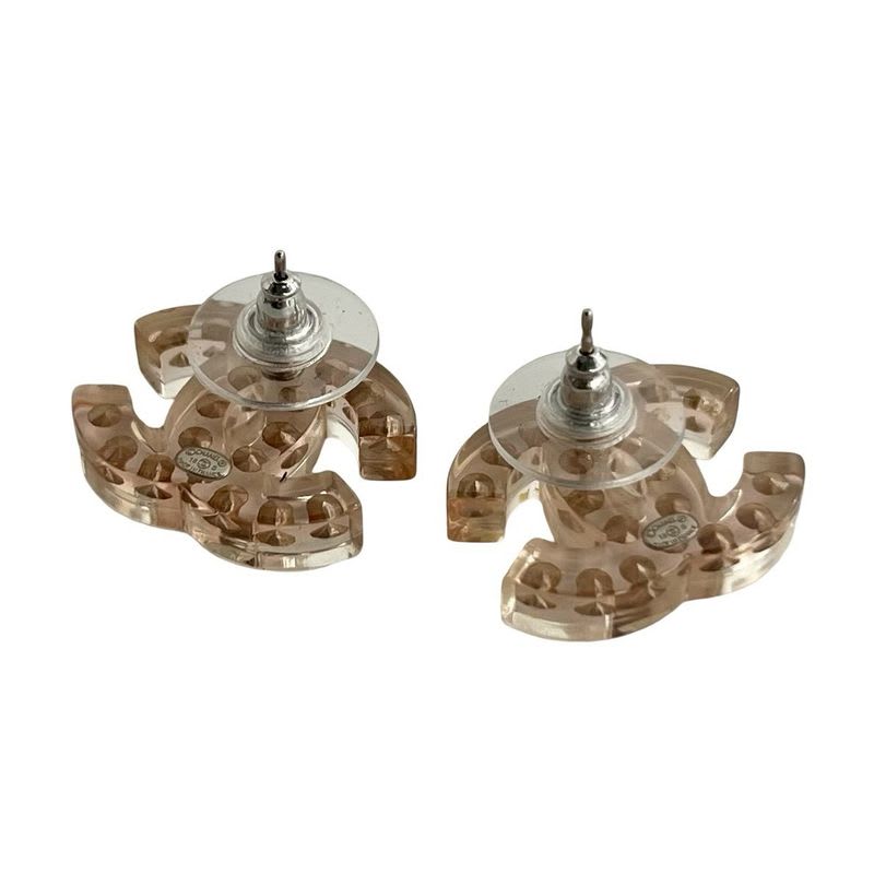 Chanel Coco Mark Plastic Rhinestone Earrings 18S — view 5