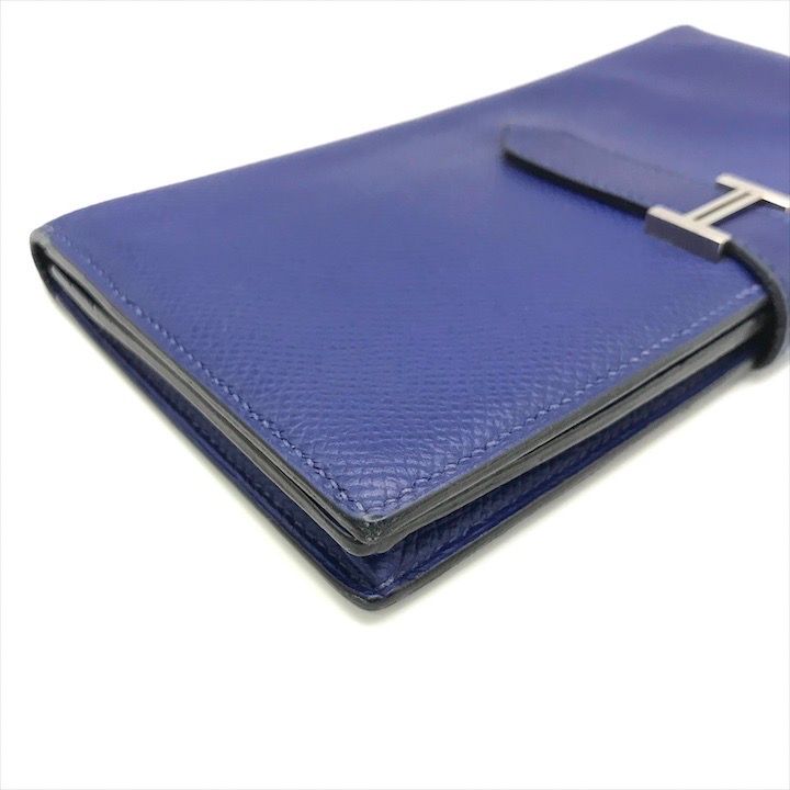 Hermes Epsom Bearn Souffle Blue Wallet Bifold — view 4