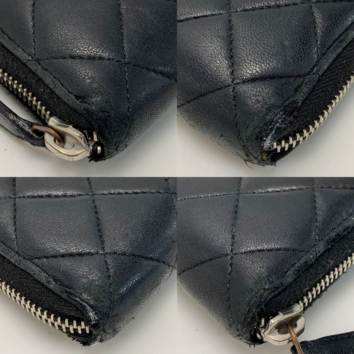 Chanel Quilted Lamb Leather Black Round Zipper Wallet — view 5