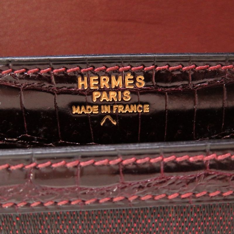 Hermes Polosus Crinoline Bordeaux Gold Hardware 00 Vintage Clutch Bag — view 7