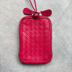 Bottega Veneta Intrecciato Leather Coin Case Card Strap Mini Wallet