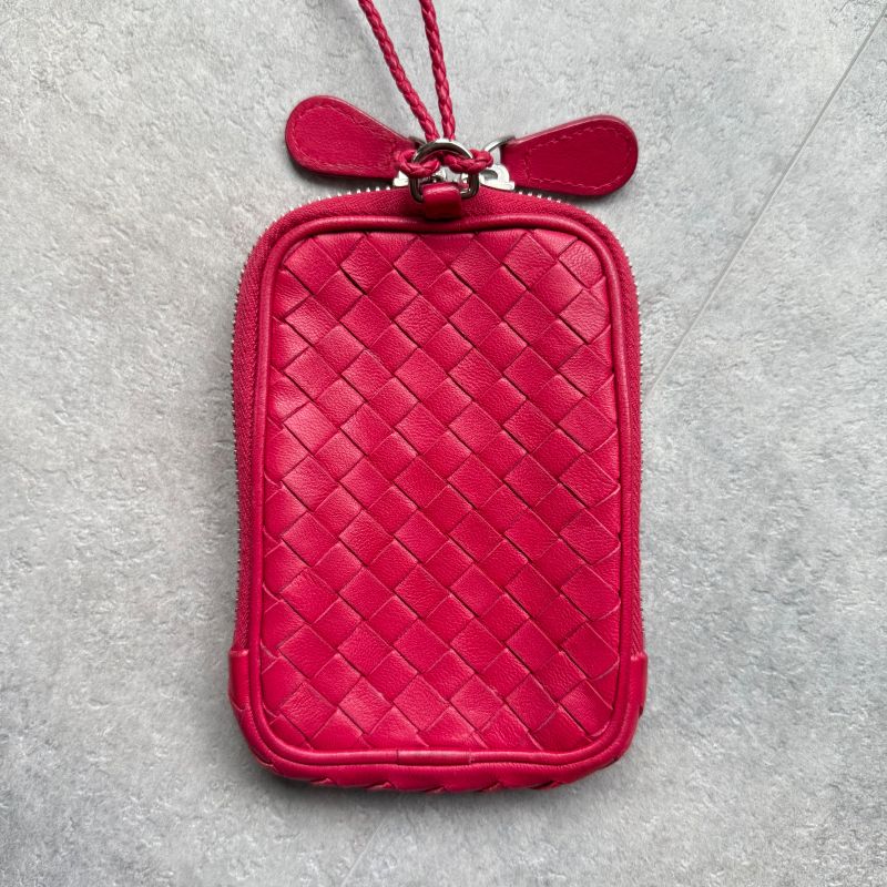Bottega Veneta Intrecciato Leather Coin Case Card Strap Mini Wallet