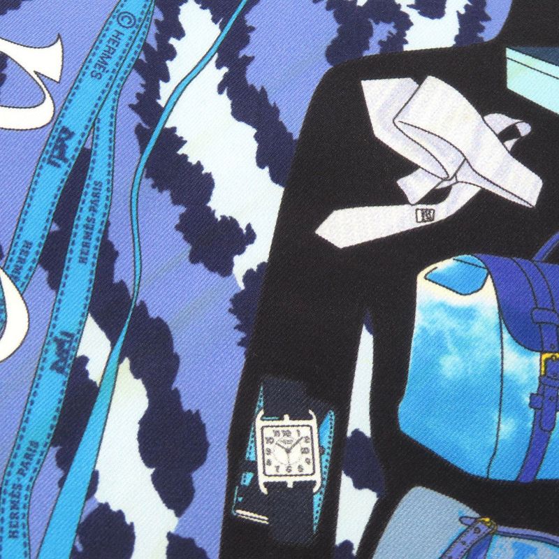 Hermes Carre 40 Monsieur ET Madame & Silk Blue Scarf 0821 — view 4
