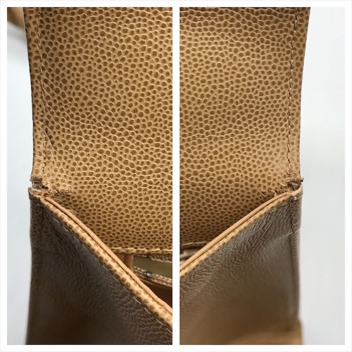 Chanel CC Logo Caviar Leather Turnlock Twist Handle Shoulder Bag Beige — view 9