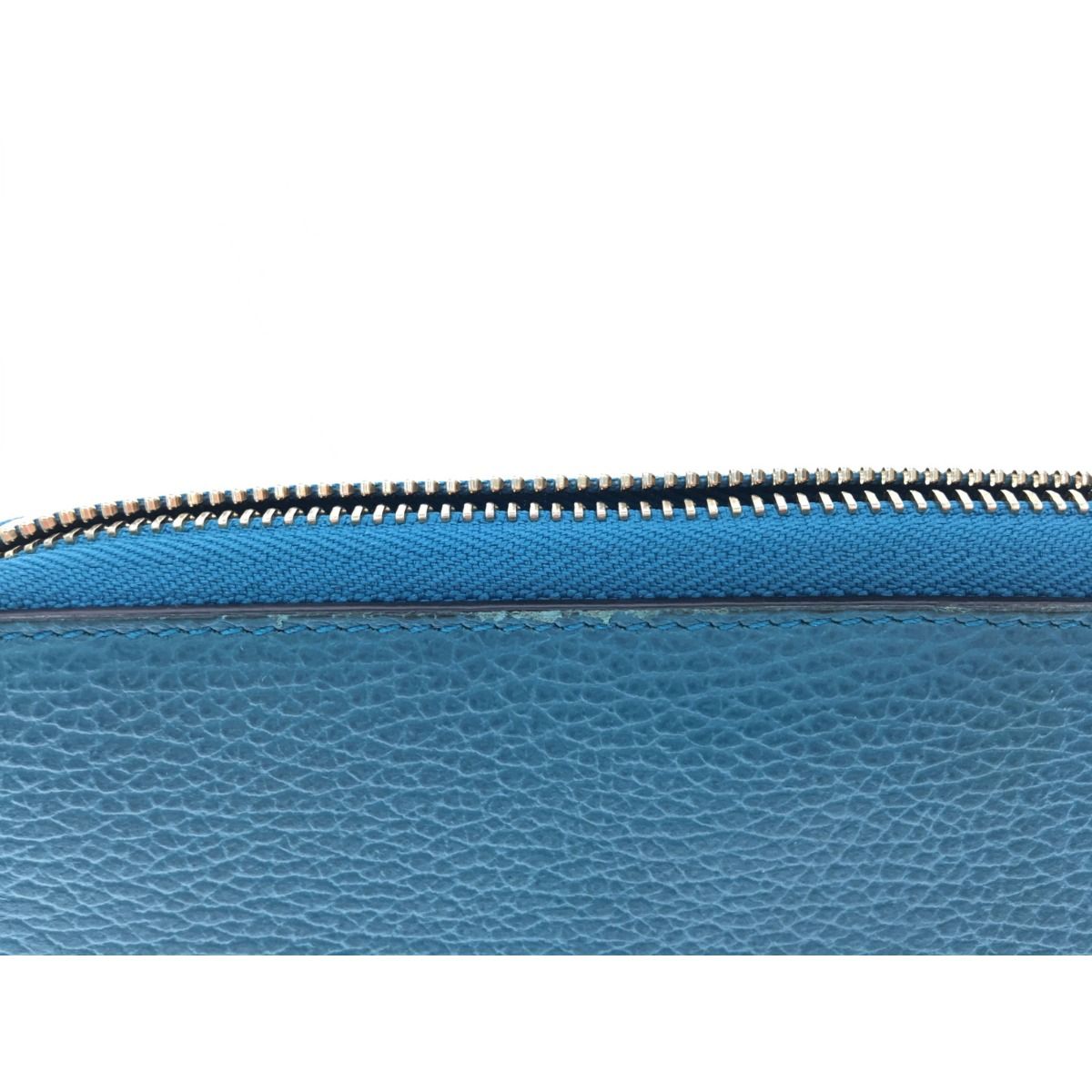 Gucci Outlet Round Zip Long Wallet Interlocking G Blue Green — view 6