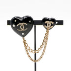Chanel Brooch Corsage Black Gold Rhinestone Chain Heart — view 7