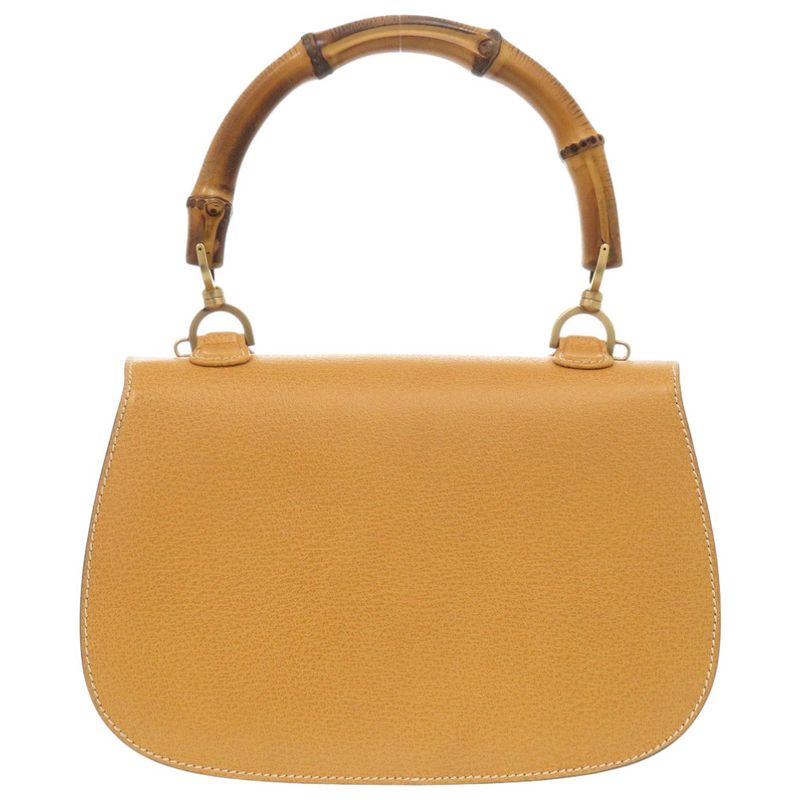 Gucci 2-Way Bamboo 000 1364 0633 Leather Yellow Handbag 0145 — view 2