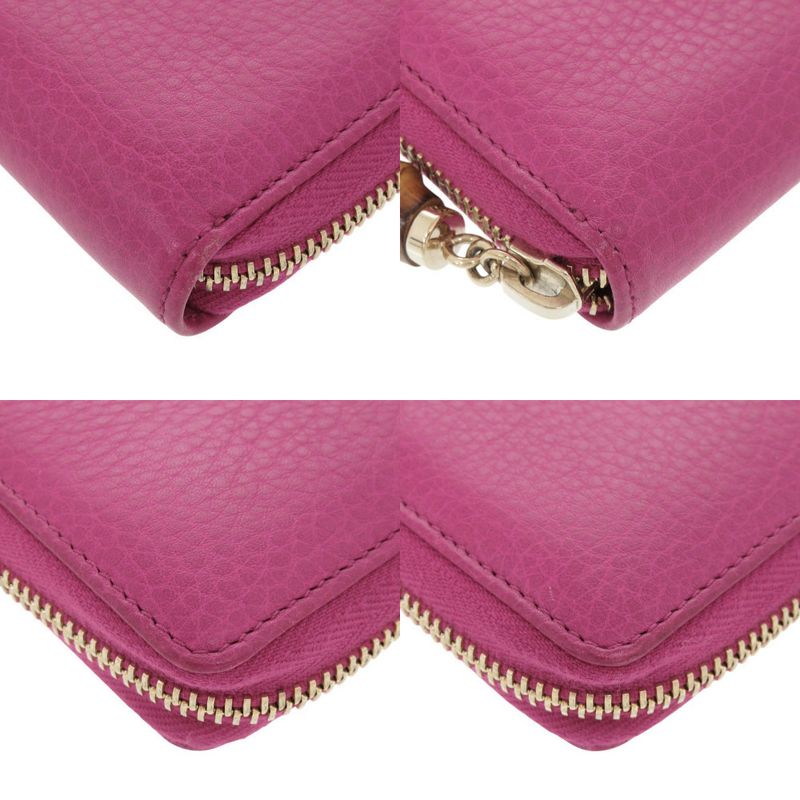 Gucci Bamboo Leather Magenta Round Zipper Long Wallet 1329 — view 3